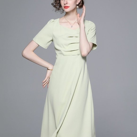 Simple and gentle style French waist short-sleeved dress - Picture 2 of 6